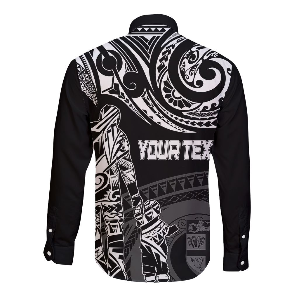 Personalised Father's Day Fiji Long Sleeve Button Shirt Polynesian Dad & Kid LT7 - Polynesian Pride