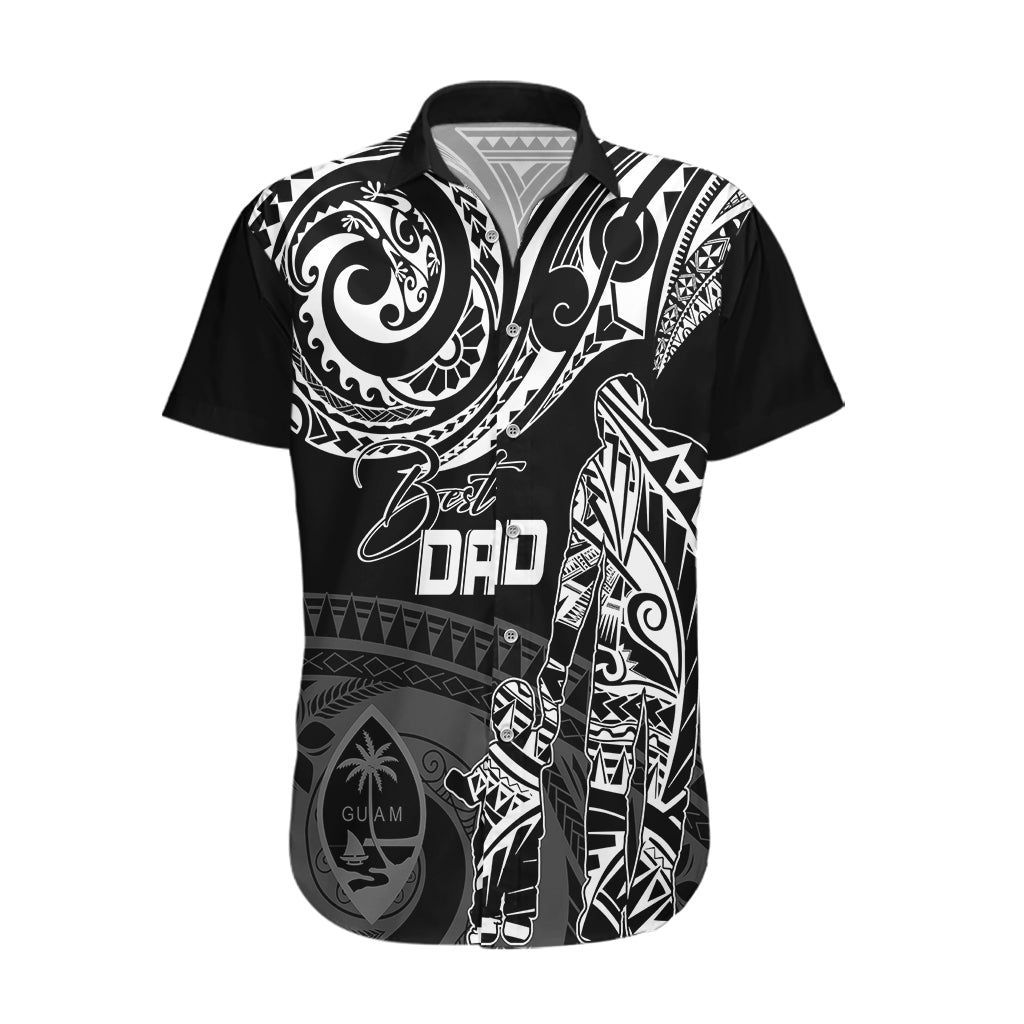 Personalised Father's Day Guam Hawaiian Shirt Polynesian Dad & Kid LT7 Black - Polynesian Pride