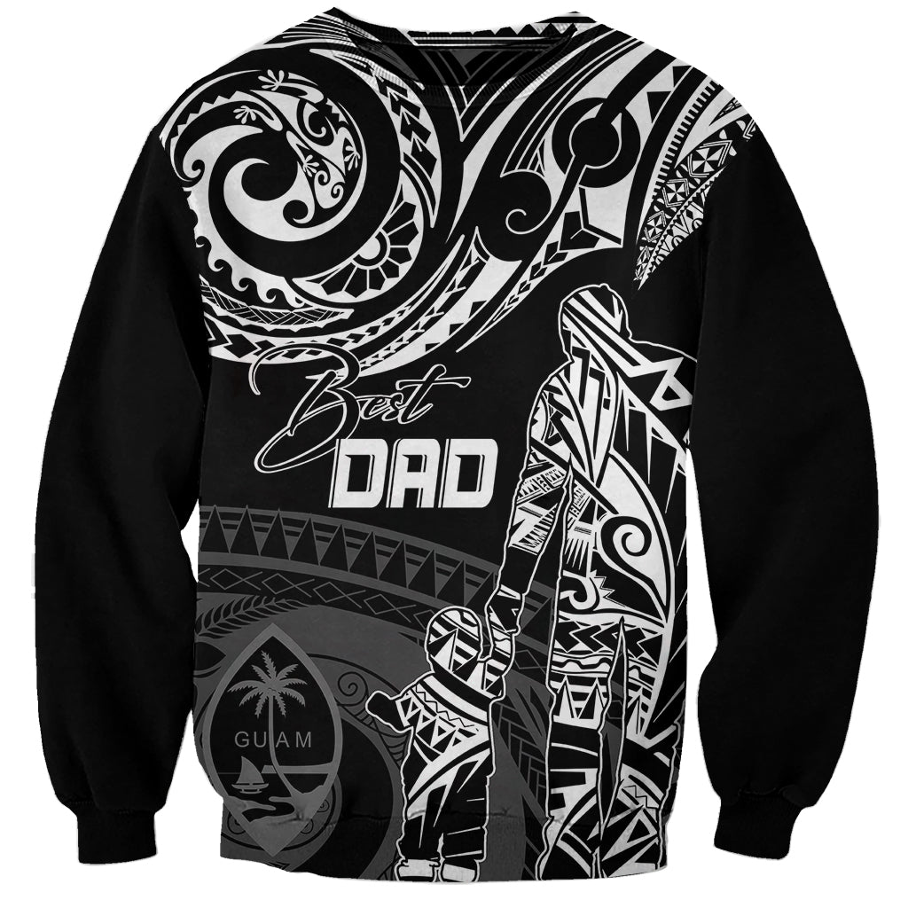 Personalised Father's Day Guam Sweatshirt Polynesian Dad & Kid LT7 Unisex Black - Polynesian Pride