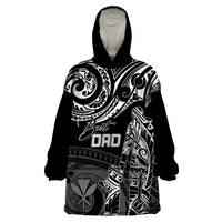 Personalised Father's Day Kanaka Hawaii Wearable Blanket Hoodie Polynesian Dad & Kid LT7 One Size Black - Polynesian Pride