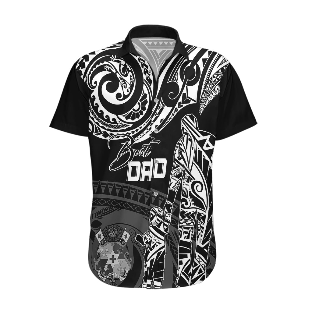 Personalised Father's Day Tonga Hawaiian Shirt Polynesian Dad & Kid LT7 Black - Polynesian Pride