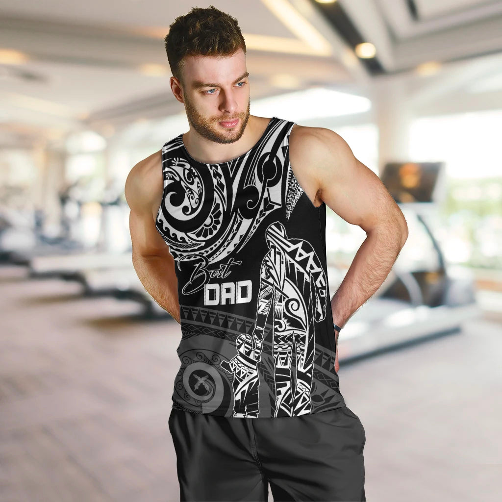 Personalised Father's Day Vanuatu Men Tank Top Polynesian Dad & Kid LT7 - Polynesian Pride