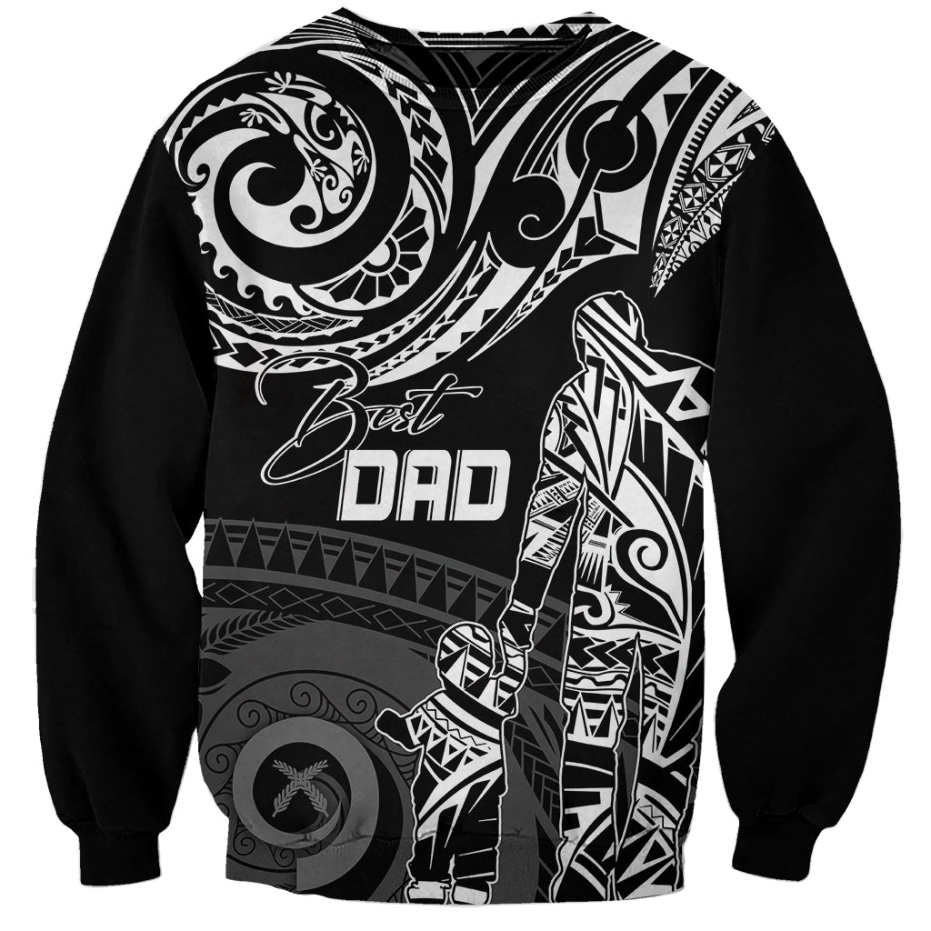 Personalised Father's Day Vanuatu Sweatshirt Polynesian Dad & Kid LT7 Unisex Black - Polynesian Pride