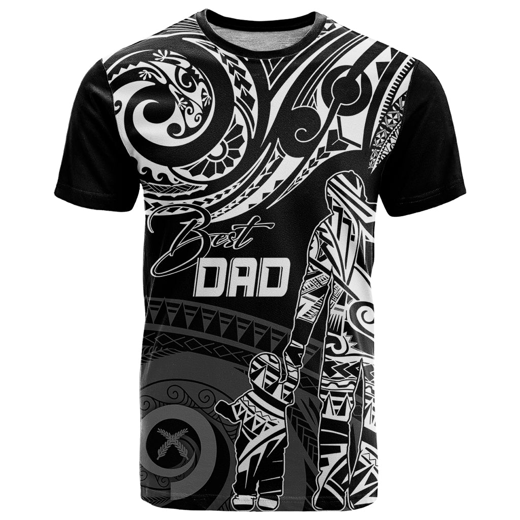 Custom Fathers Day Vanuatu T Shirt Polynesian Dad & Kid LT7 Black - Polynesian Pride