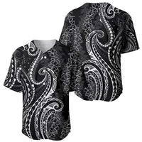 Polynesia Plumeria Lei Baseball Jersey Black Curves Motif