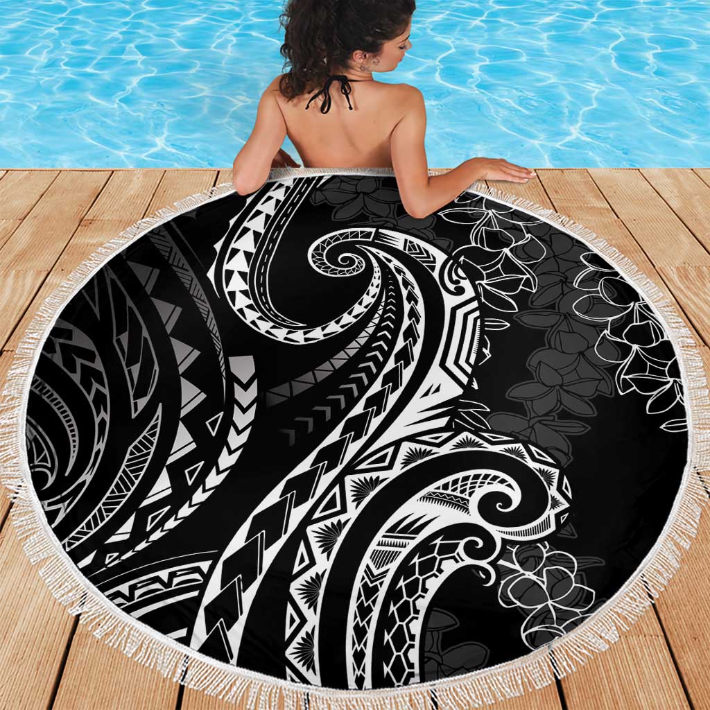 Polynesia Plumeria Lei Beach Blanket Black Curves Motif LT7 - Polynesian Pride