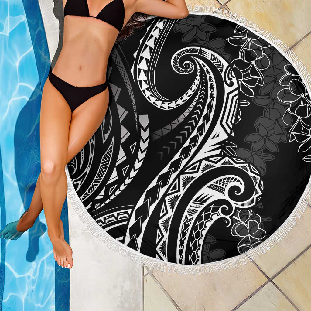 Polynesia Plumeria Lei Beach Blanket Black Curves Motif LT7 - Polynesian Pride