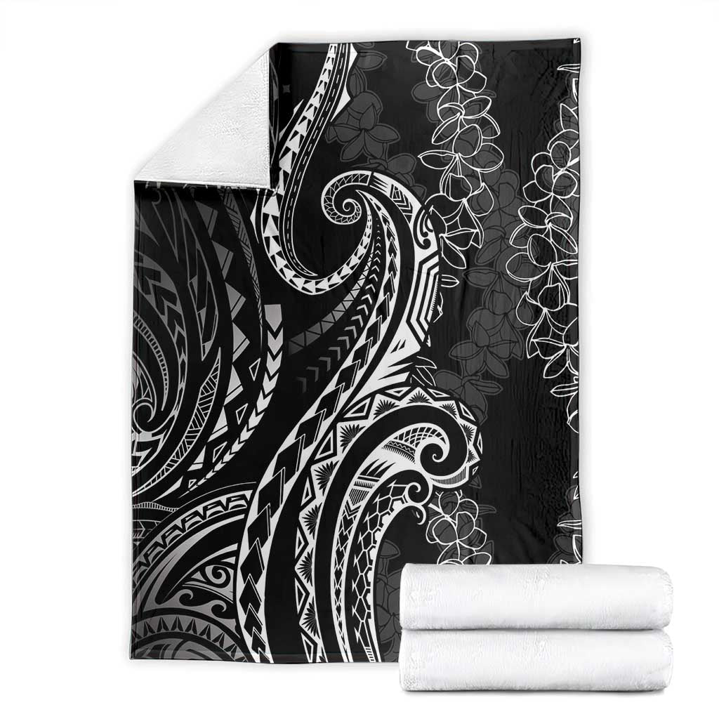 Polynesia Plumeria Lei Blanket Black Curves Motif