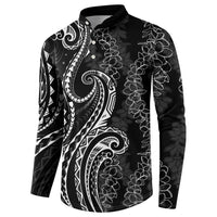 Polynesia Plumeria Lei Button Sweatshirt Black Curves Motif LT7 - Polynesian Pride