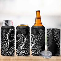 Polynesia Plumeria Lei 4 in 1 Can Cooler Tumbler Black Curves Motif LT7 - Polynesian Pride