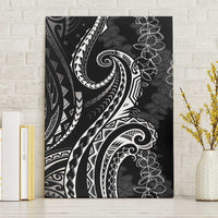 Polynesia Plumeria Lei Canvas Wall Art Black Curves Motif LT7 Without Frame Black - Polynesian Pride