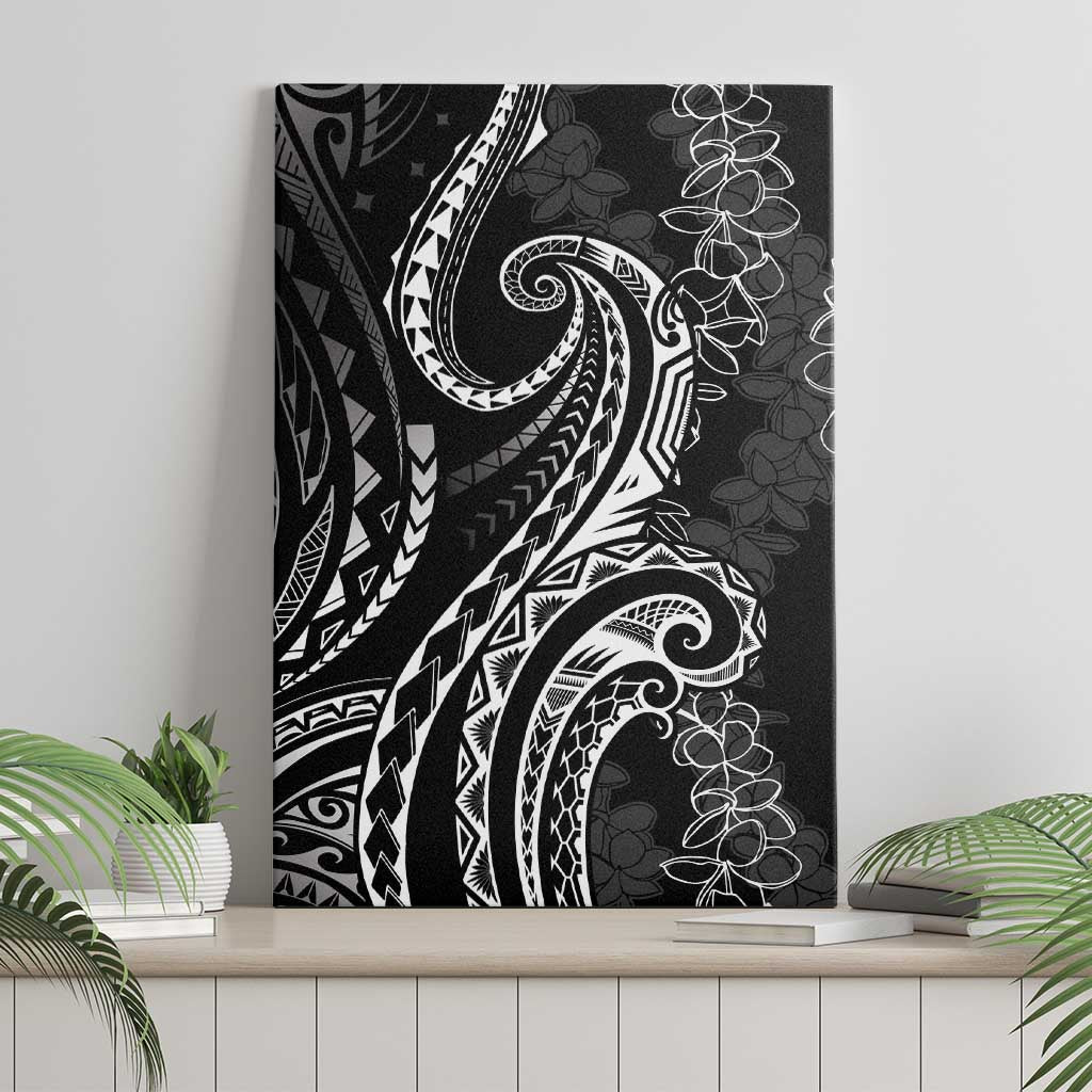 Polynesia Plumeria Lei Canvas Wall Art Black Curves Motif LT7 - Polynesian Pride