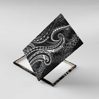 Polynesia Plumeria Lei Canvas Wall Art Black Curves Motif LT7 With Frame Black - Polynesian Pride