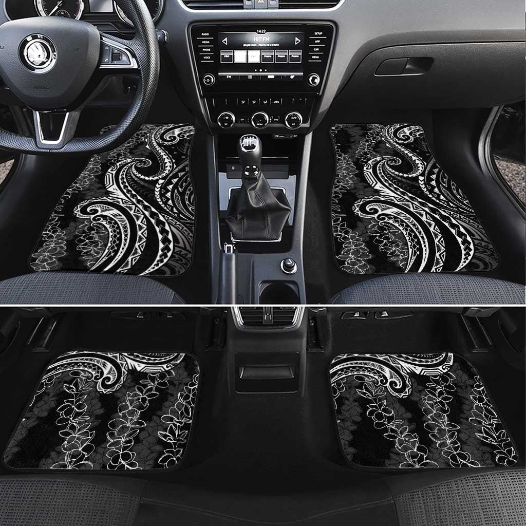 Polynesia Plumeria Lei Car Mats Black Curves Motif LT7 Set 4pcs Black - Polynesian Pride