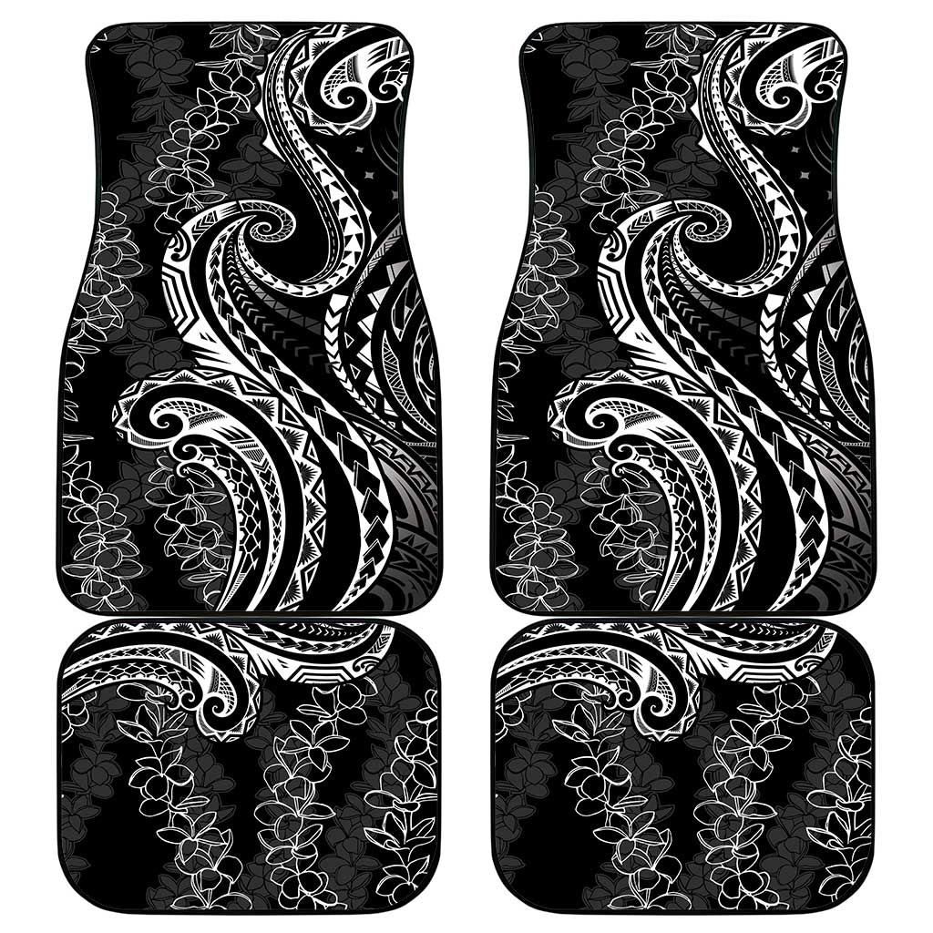 Polynesia Plumeria Lei Car Mats Black Curves Motif LT7 - Polynesian Pride
