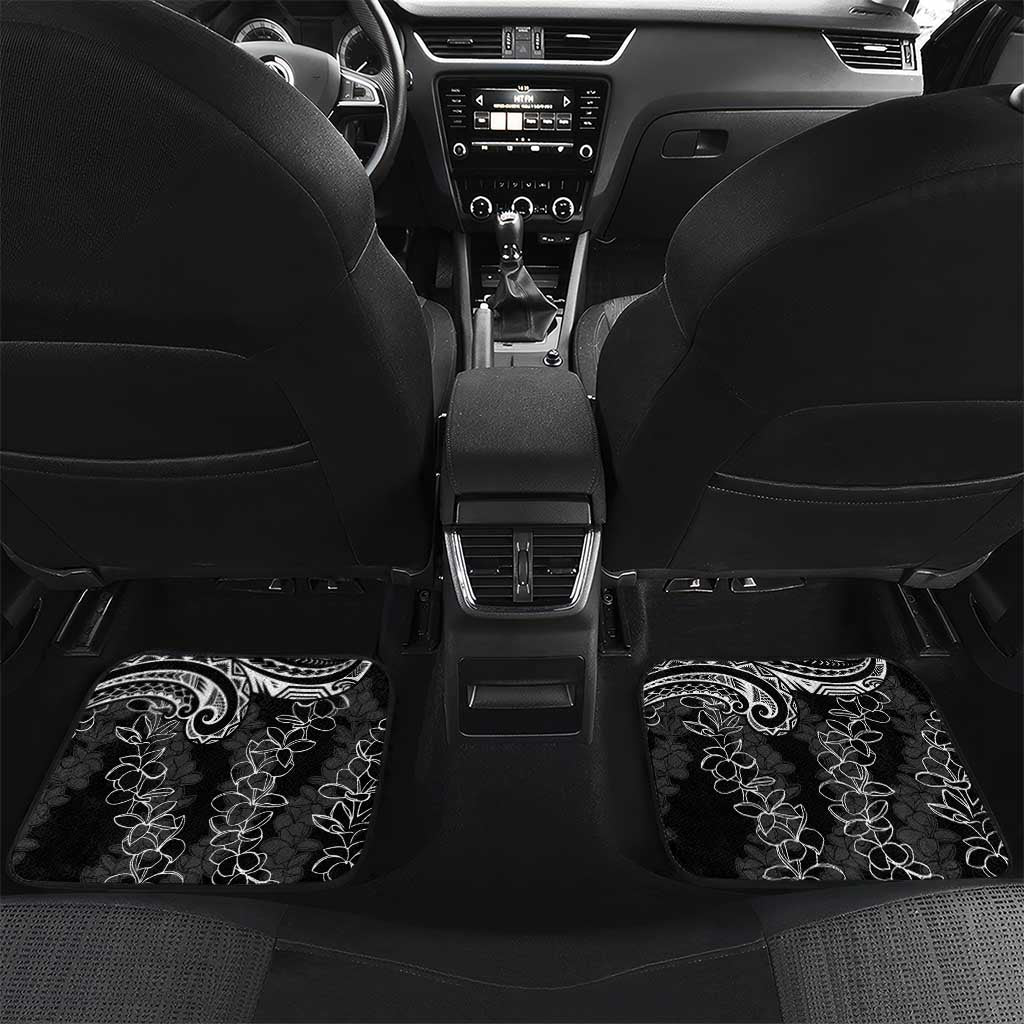 Polynesia Plumeria Lei Car Mats Black Curves Motif LT7 Set 2pcs - Back Black - Polynesian Pride