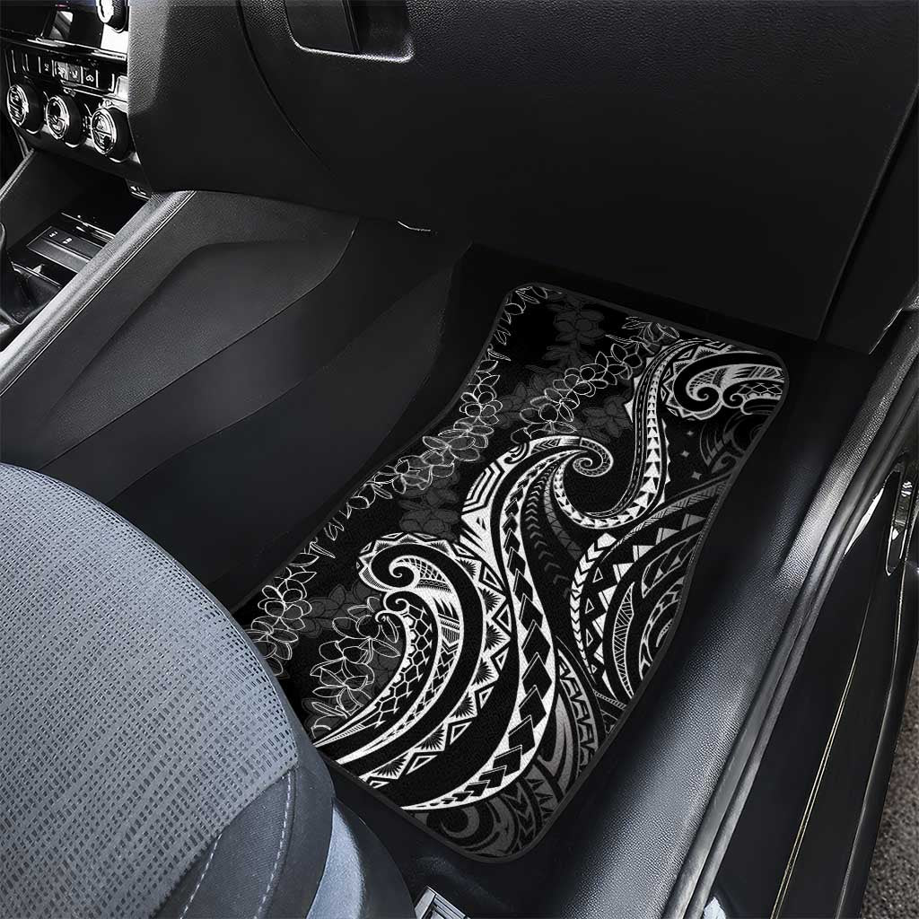 Polynesia Plumeria Lei Car Mats Black Curves Motif LT7 - Polynesian Pride