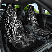 Polynesia Plumeria Lei Car Seat Cover Black Curves Motif