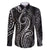 Polynesia Plumeria Lei Family Matching Off The Shoulder Long Sleeve Dress and Hawaiian Shirt Black Curves Motif
