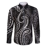 Polynesia Plumeria Lei Family Matching Short Sleeve Bodycon Dress and Hawaiian Shirt Black Curves Motif