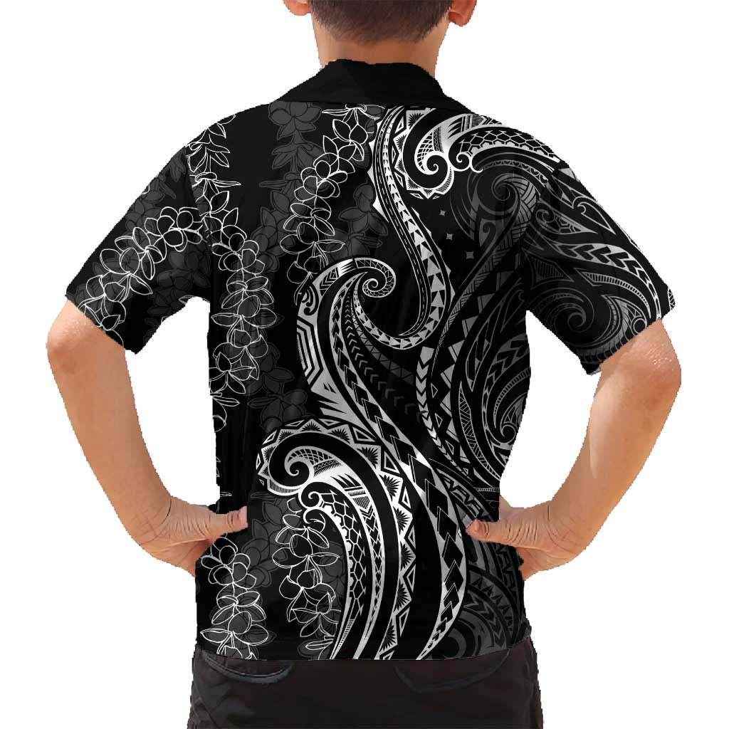 Polynesia Plumeria Lei Family Matching Tank Maxi Dress and Hawaiian Shirt Black Curves Motif