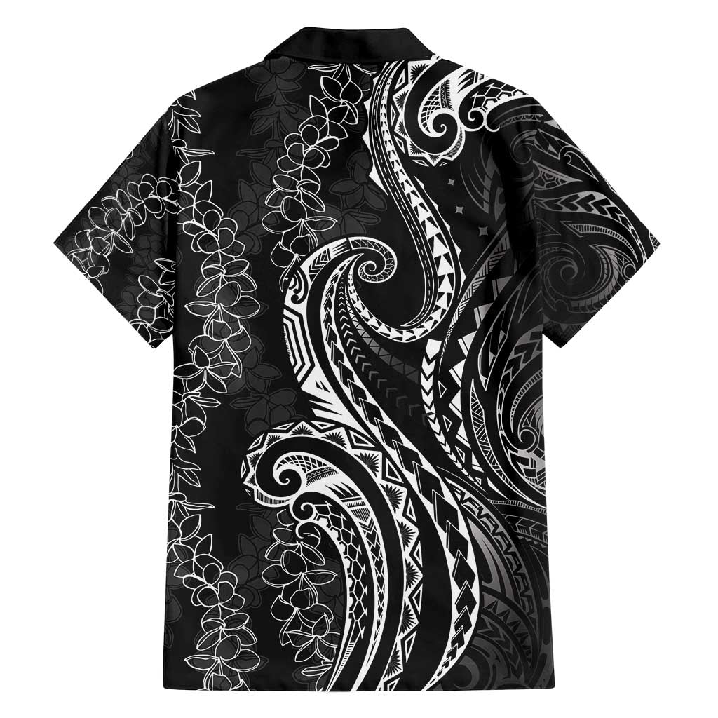 Polynesia Plumeria Lei Family Matching Tank Maxi Dress and Hawaiian Shirt Black Curves Motif