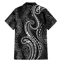 Polynesia Plumeria Lei Family Matching Tank Maxi Dress and Hawaiian Shirt Black Curves Motif