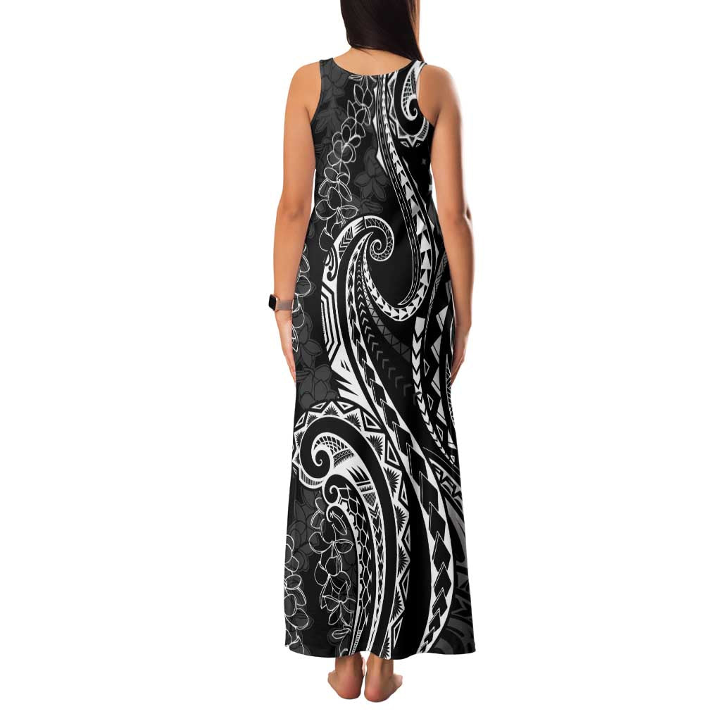 Polynesia Plumeria Lei Family Matching Tank Maxi Dress and Hawaiian Shirt Black Curves Motif