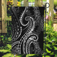 Polynesia Plumeria Lei Garden Flag Black Curves Motif