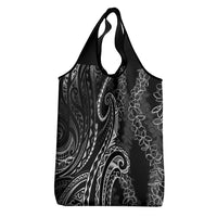 Polynesia Plumeria Lei Grocery Bag Black Curves Motif LT7 - Polynesian Pride