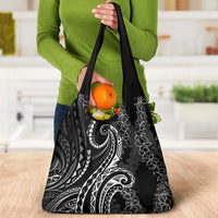 Polynesia Plumeria Lei Grocery Bag Black Curves Motif LT7 - Polynesian Pride