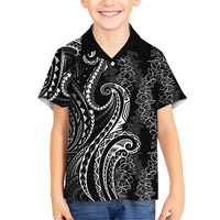 Polynesia Plumeria Lei Hawaiian Shirt Black Curves Motif LT7 - Polynesian Pride