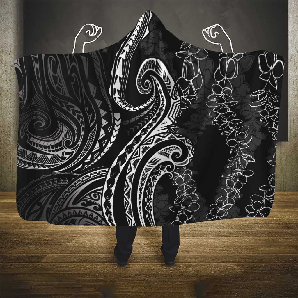Polynesia Plumeria Lei Hooded Blanket Black Curves Motif LT7 - Polynesian Pride