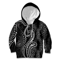 Polynesia Plumeria Lei Kid Hoodie Black Curves Motif