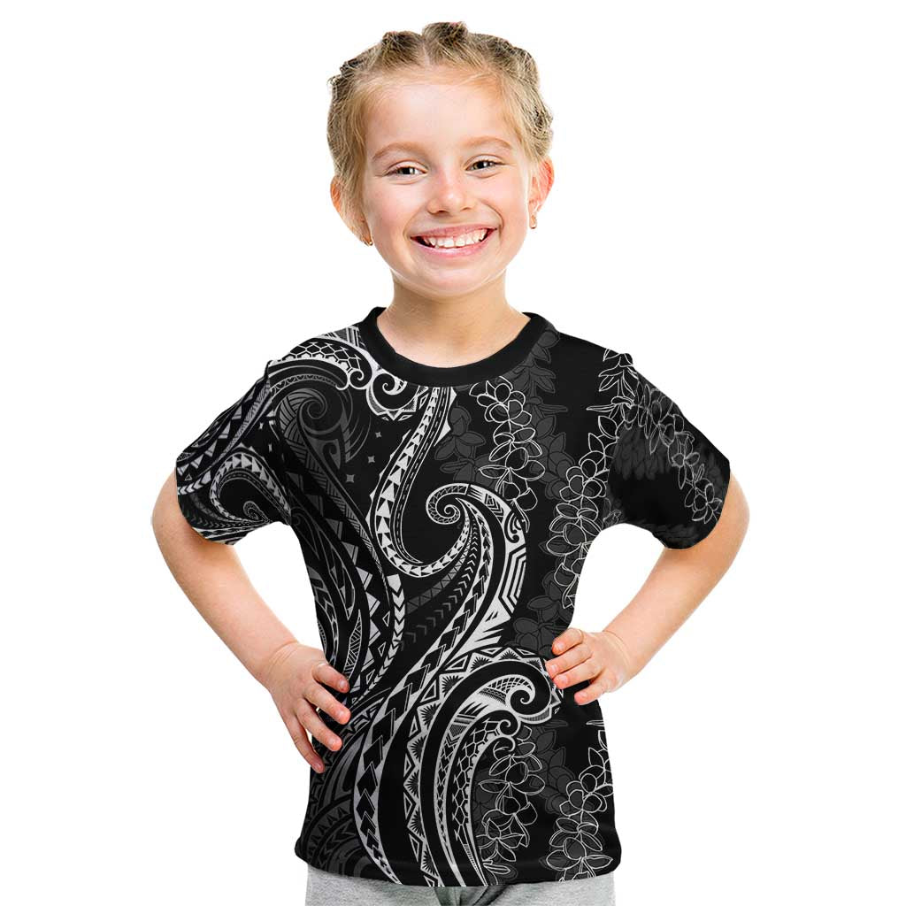 Polynesia Plumeria Lei Kid T Shirt Black Curves Motif