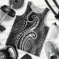Polynesia Plumeria Lei Men Tank Top Black Curves Motif LT7 - Polynesian Pride