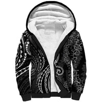 Polynesia Plumeria Lei Sherpa Hoodie Black Curves Motif LT7 Unisex Black - Polynesian Pride