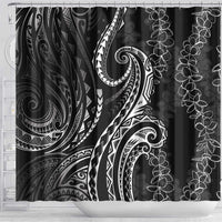 Polynesia Plumeria Lei Shower Curtain Black Curves Motif