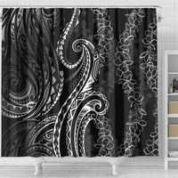 Polynesia Plumeria Lei Shower Curtain Black Curves Motif