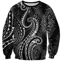 Polynesia Plumeria Lei Sweatshirt Black Curves Motif LT7 Unisex Black - Polynesian Pride