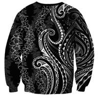 Polynesia Plumeria Lei Sweatshirt Black Curves Motif LT7 - Polynesian Pride