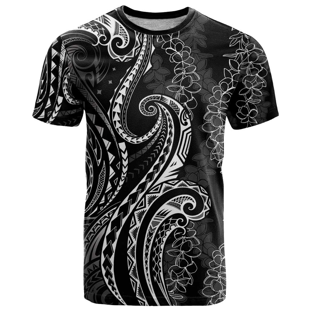 Polynesia Plumeria Lei T Shirt Black Curves Motif