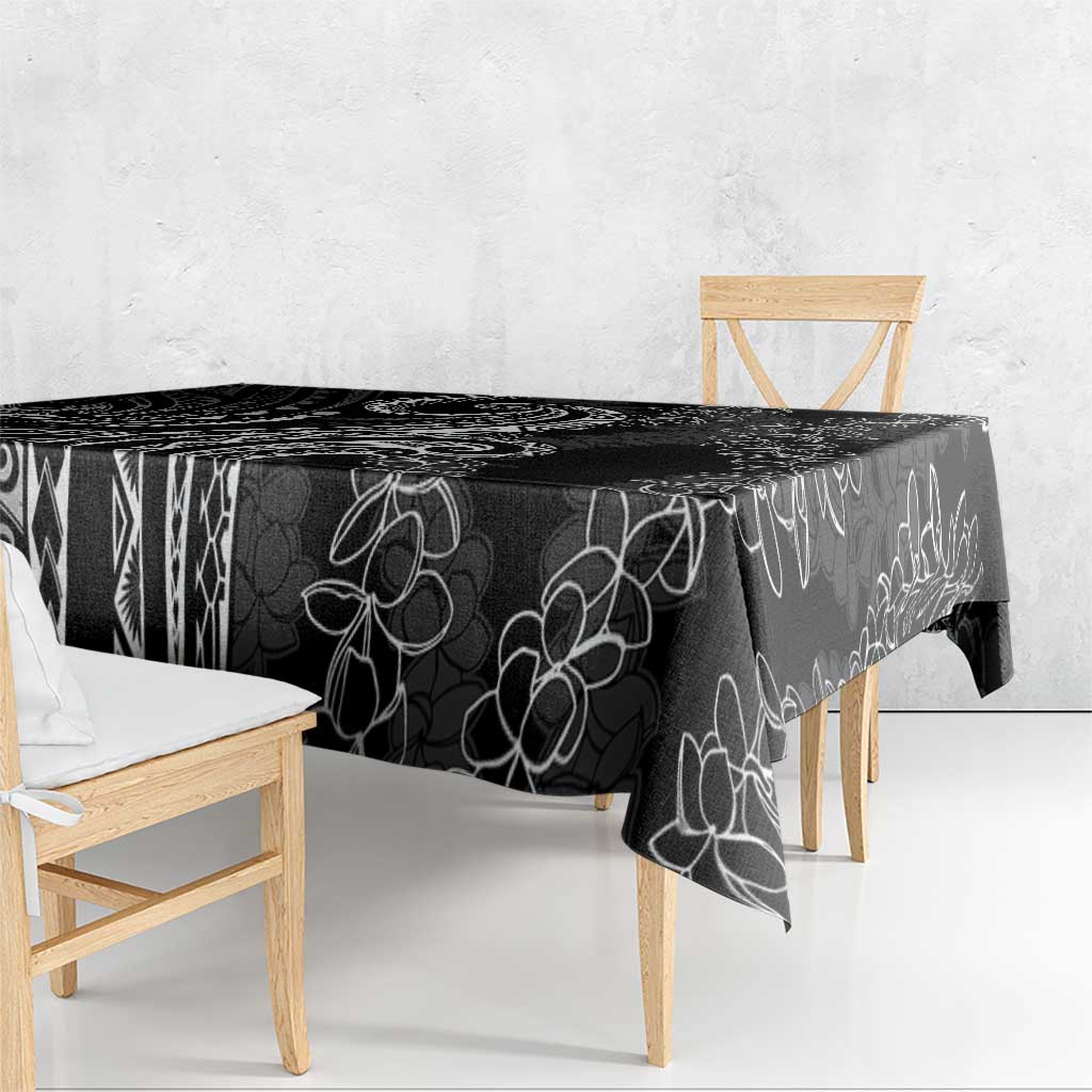 Polynesia Plumeria Lei Tablecloth Black Curves Motif LT7 - Polynesian Pride