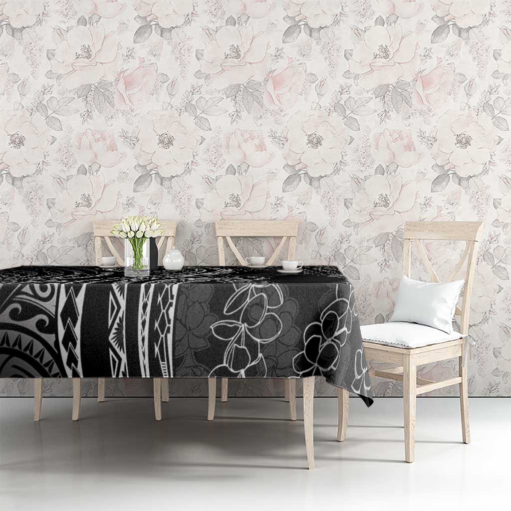 Polynesia Plumeria Lei Tablecloth Black Curves Motif LT7 - Polynesian Pride