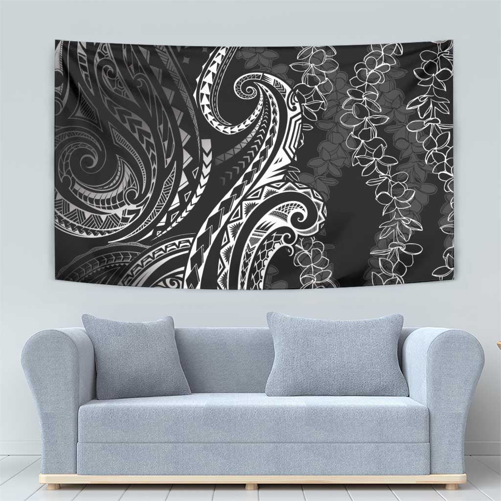 Polynesia Plumeria Lei Tapestry Black Curves Motif