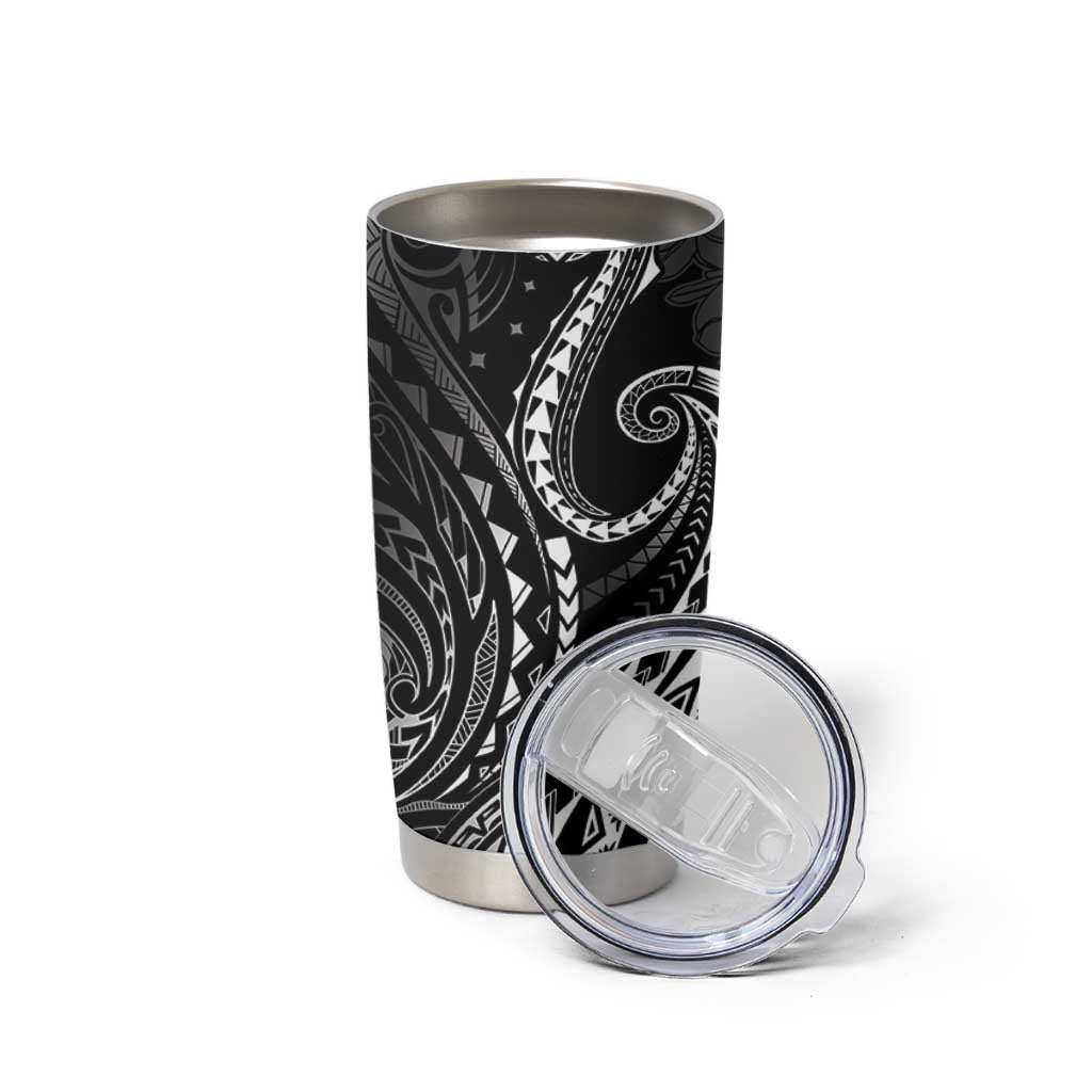 Polynesia Plumeria Lei Tumbler Cup Black Curves Motif