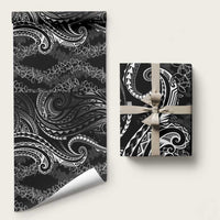 Polynesia Plumeria Lei Wrapping Paper Black Curves Motif LT7 58" × 23" Black - Polynesian Pride