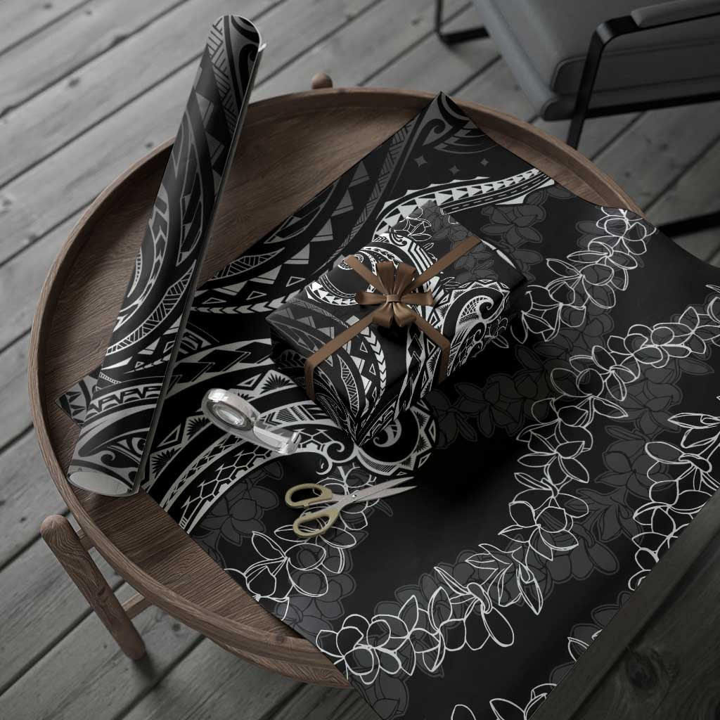 Polynesia Plumeria Lei Wrapping Paper Black Curves Motif LT7 - Polynesian Pride