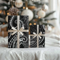 Polynesia Plumeria Lei Wrapping Paper Black Curves Motif LT7 - Polynesian Pride