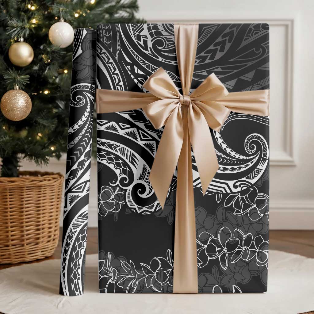 Polynesia Plumeria Lei Wrapping Paper Black Curves Motif LT7 - Polynesian Pride